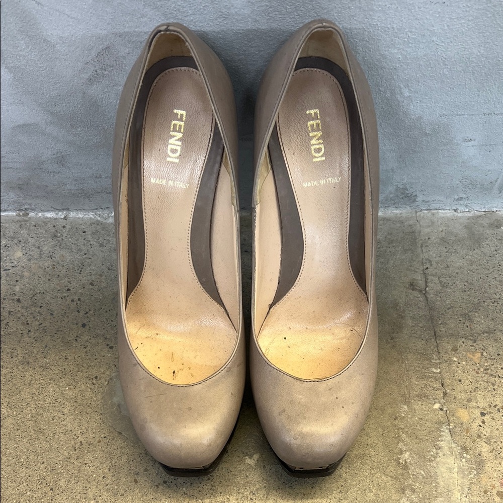 Fendi  Beige Platform Heels